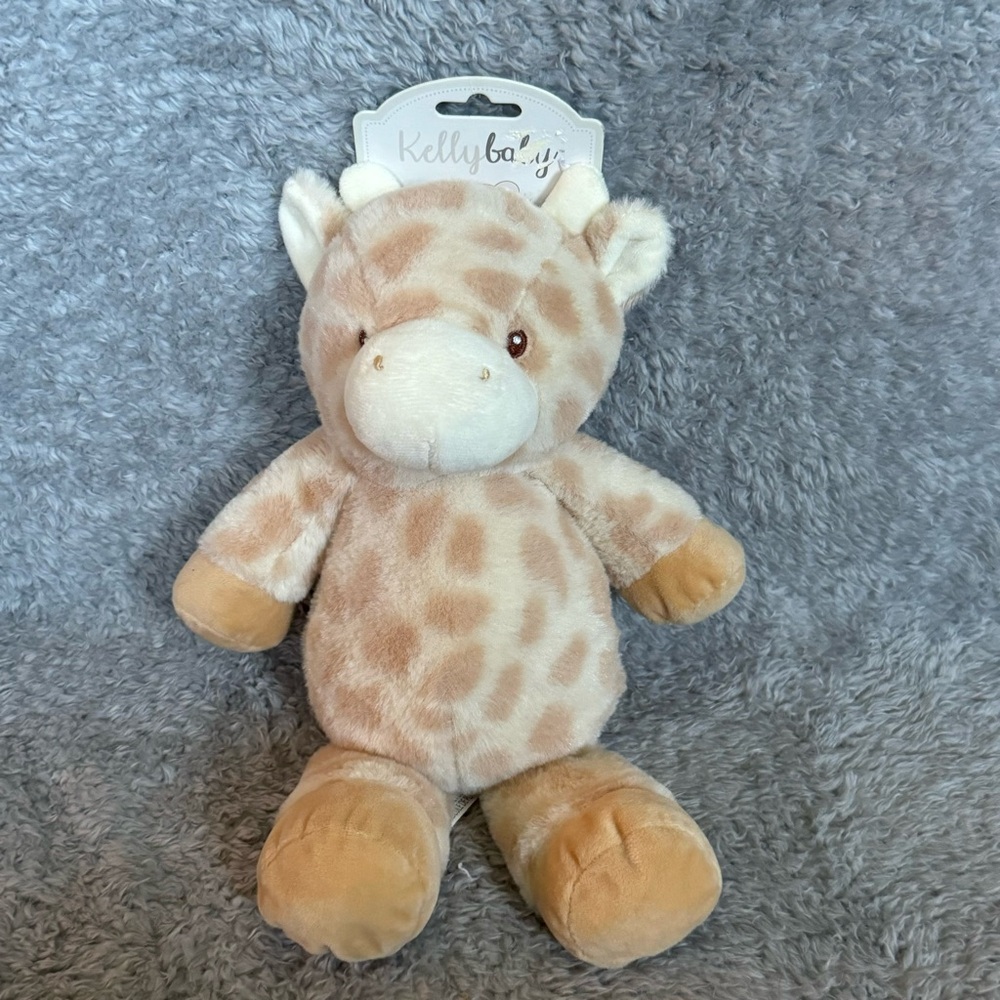 Kellytoy Giraffe Rattle 10” Plush Tan Cream Spots Kellybaby Stuffed Animal Toy